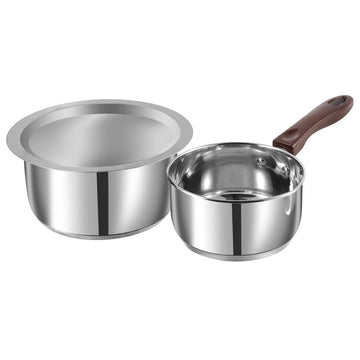 Vinod Capsule Bottom Tope (1.4 Litre) with lid & Regaular Saucepan (0.8 Litre) (Induction Friendly)